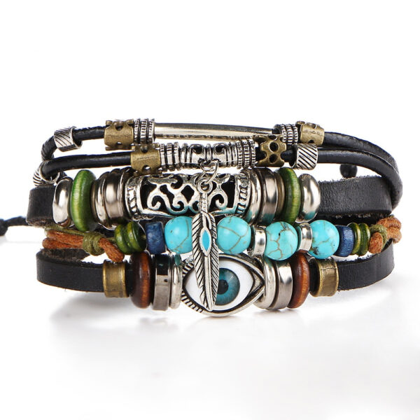 Boho Style Multilayer Leather Men's Bracelet - Image 6