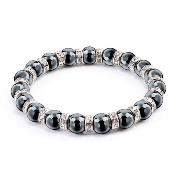 Natural Hematite and Crystald Beaded Bracelet