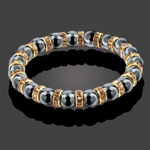 Natural Hematite and Crystald Beaded Bracelet - Image 4