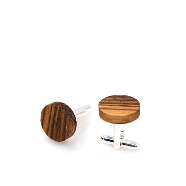 Men's Fashion Round Wooden Cufflinks - Image 4