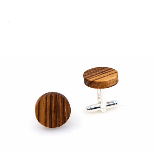 Men's Fashion Round Wooden Cufflinks - Image 5