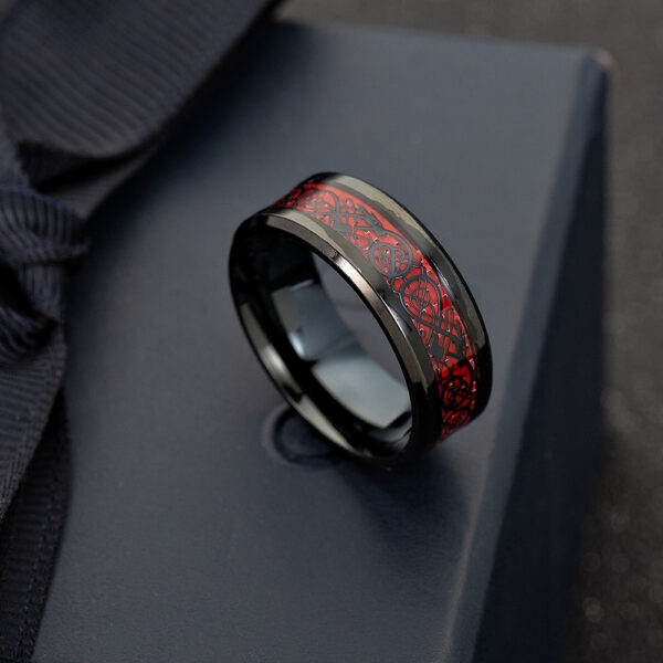 Black Celtic Pattern Men's Ring - Image 5