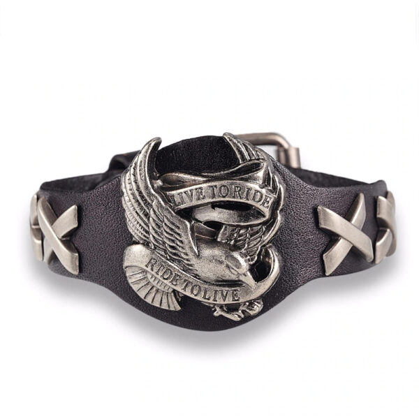 Rock Biker Style Leather Bracelet for Men