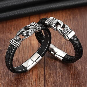 Leather Bracelets for Men with Nordic Decor
