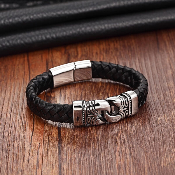 Leather Bracelets for Men with Nordic Decor - Image 4