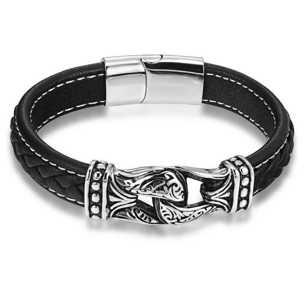 Leather Bracelets for Men with Nordic Decor - Image 6