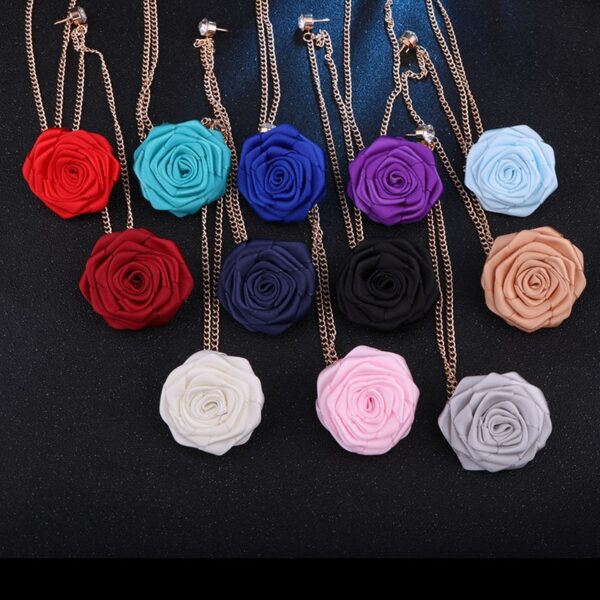 Colorful Rose Flower Lapel Pin with Chains - Image 5