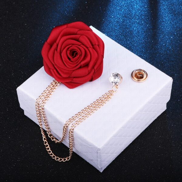 Colorful Rose Flower Lapel Pin with Chains - Image 6
