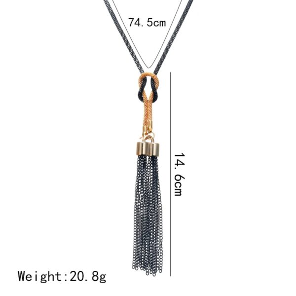 Women's Long Necklace with Metal Tassel Pendant - Image 5