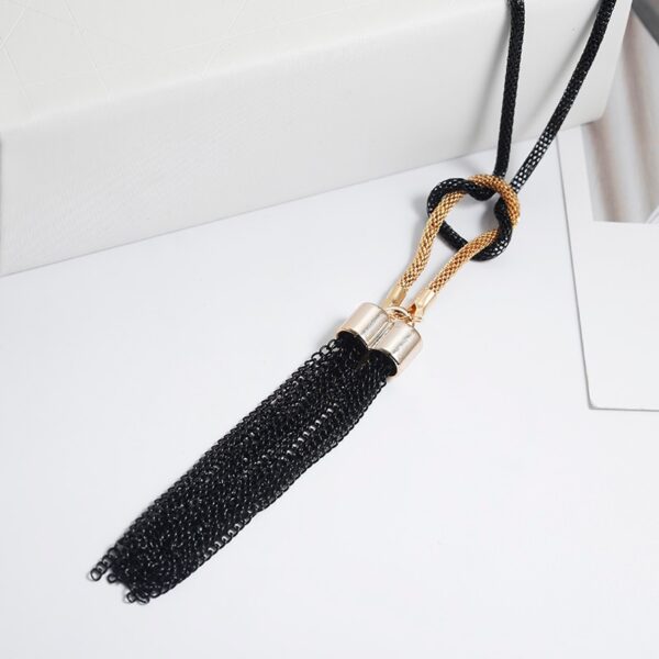 Women's Long Necklace with Metal Tassel Pendant - Image 4