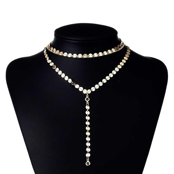 Women's Layered Gold Plated Necklace - Image 3