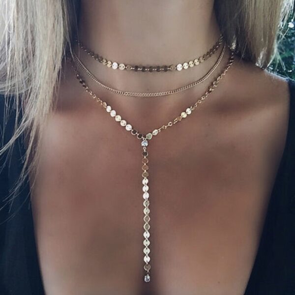 Women's Layered Gold Plated Necklace - Image 5