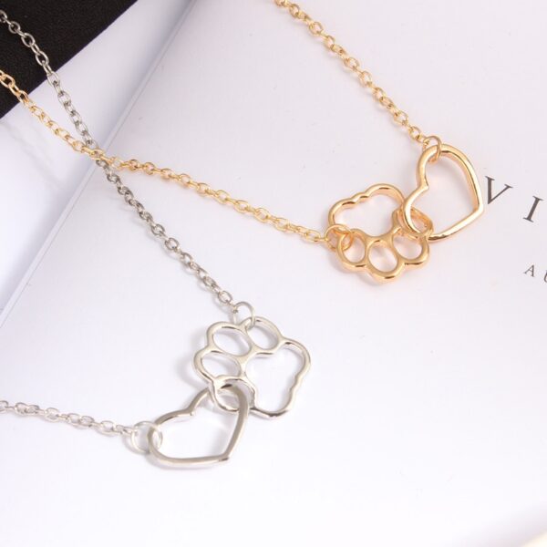 Pet Paw and Heart Shaped Pendant Necklace - Image 3