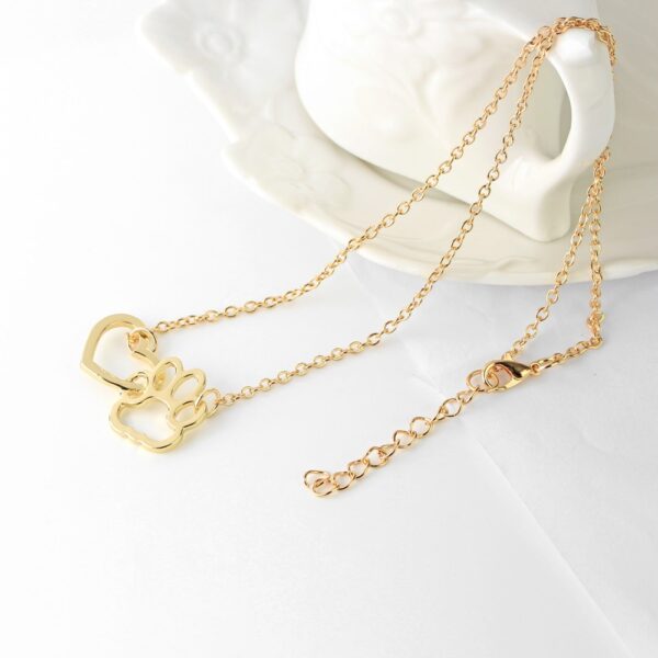 Pet Paw and Heart Shaped Pendant Necklace - Image 4