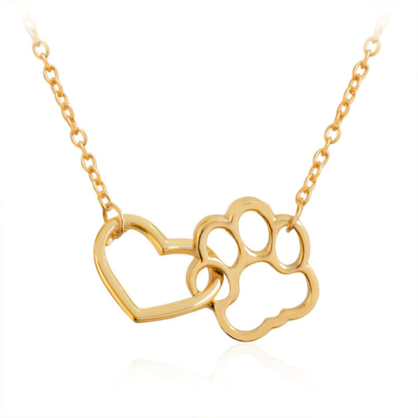 Dog Paw & Heart Pendant Necklace - Image 3