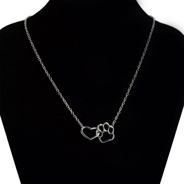 Dog Paw & Heart Pendant Necklace - Image 5