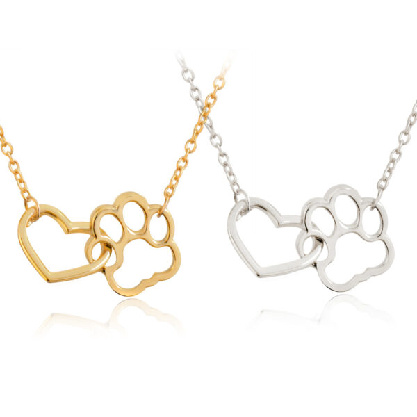 Dog Paw & Heart Pendant Necklace - Image 2