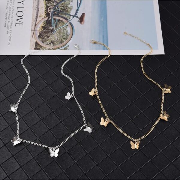 Gold Chain Butterfly Pendant Choker for Women - Image 4