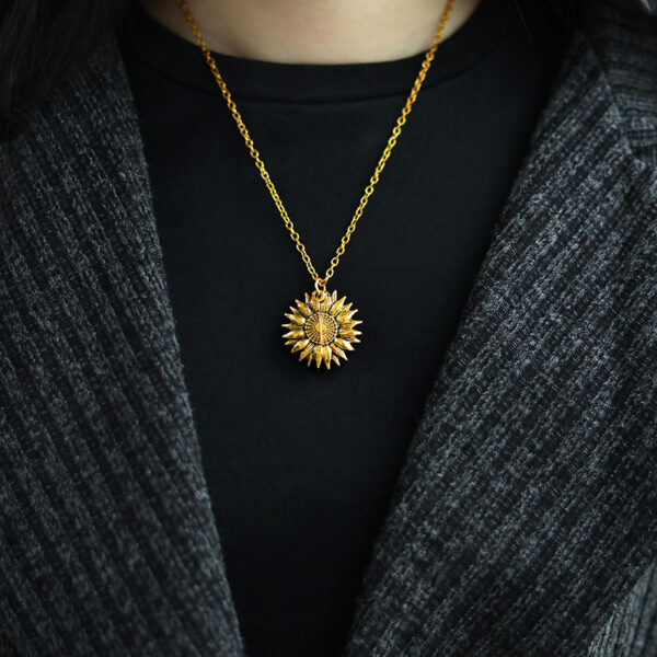 Women's Sunflower Locket Necklace - Image 7