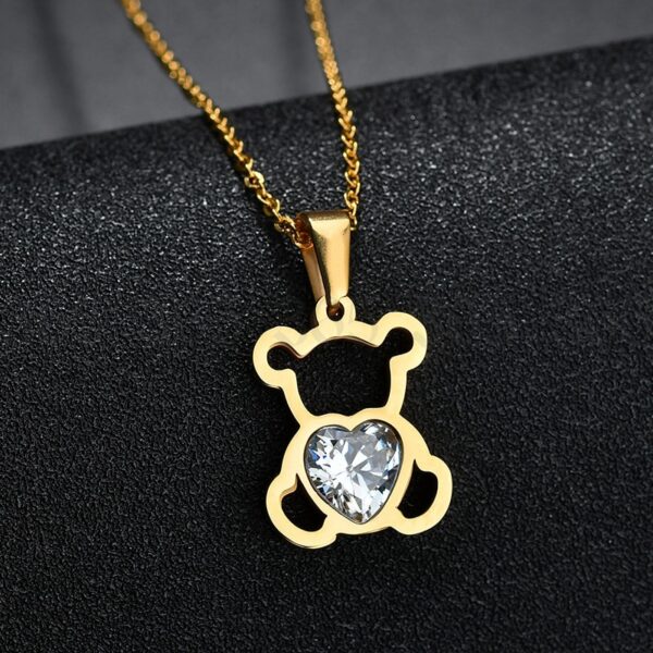 Cubic Zircon Baby Bear Shaped Necklace - Image 4