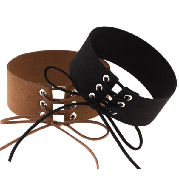 Gothic Lace-Up Velvet Choker - Image 4