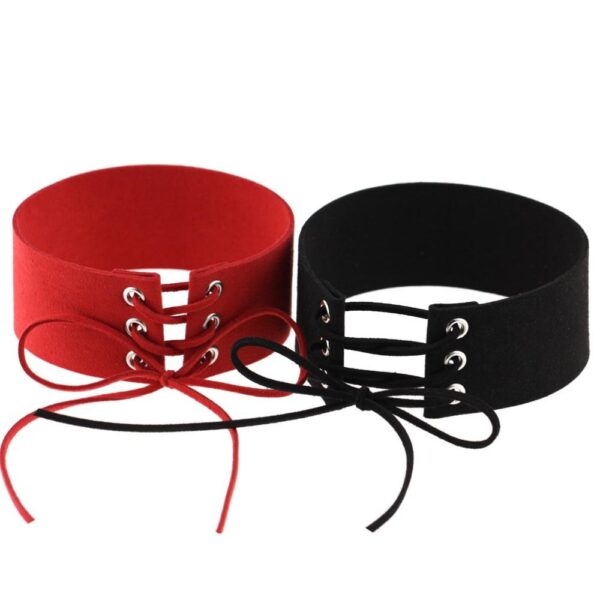 Gothic Lace-Up Velvet Choker - Image 6