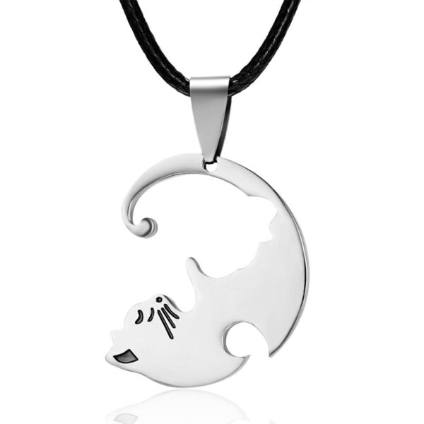Cat Shaped Couple Necklace - Image 4