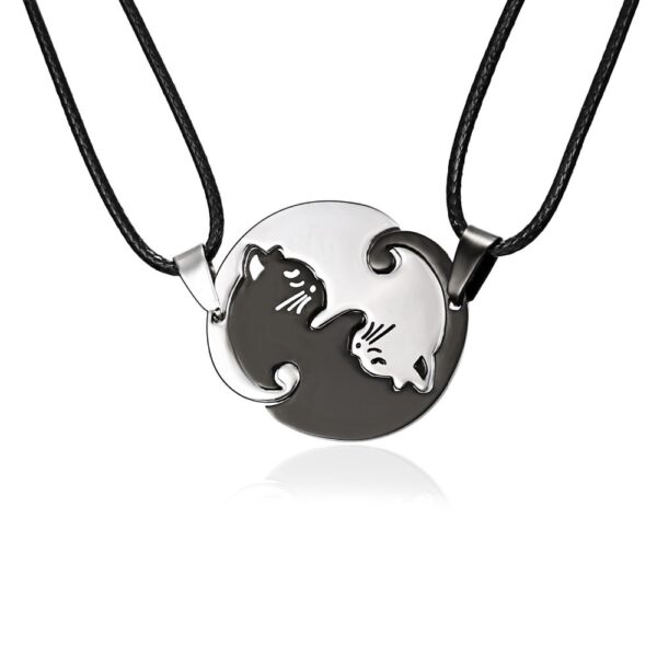 Cat Shaped Couple Necklace