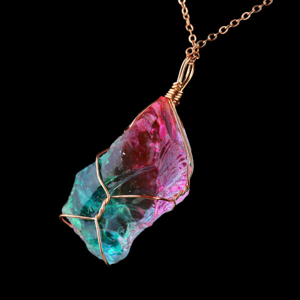 Women's Elegant Chain Necklace with Colorful Stone Pendant - Image 5