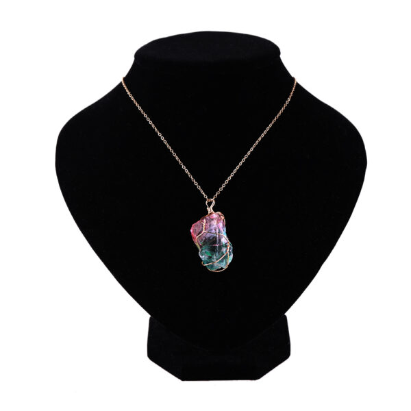 Women's Elegant Chain Necklace with Colorful Stone Pendant - Image 7