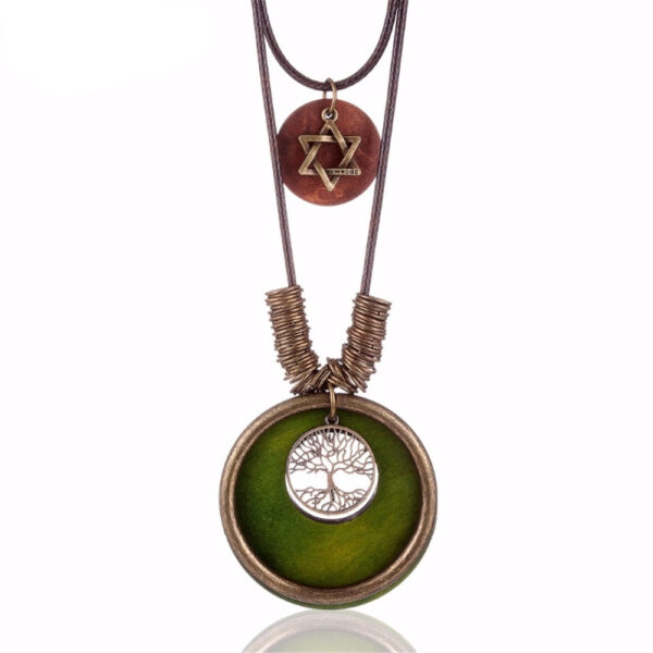 Ethnic Wooden Tree of Life Pendant Necklace - Image 5