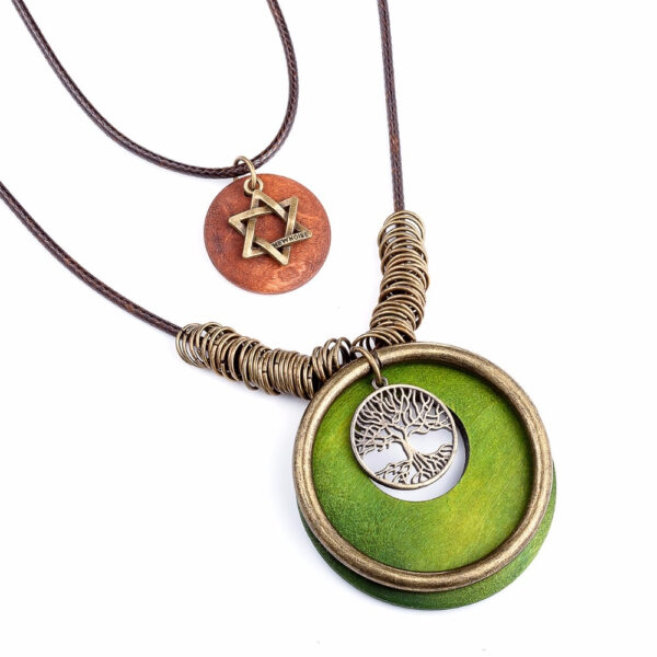 Ethnic Wooden Tree of Life Pendant Necklace - Image 4