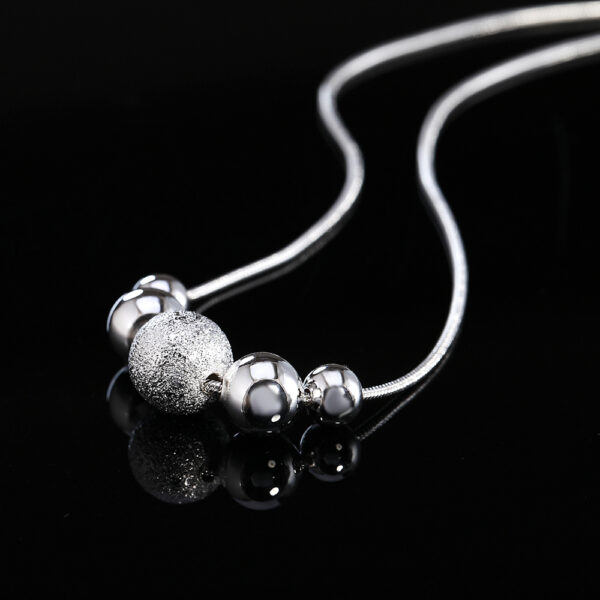 Silver Beads Women Statement Necklace - Image 4