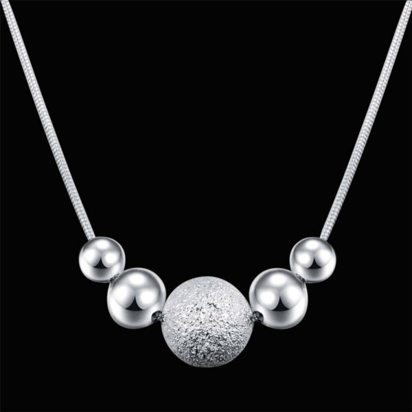 Silver Beads Women Statement Necklace - Image 3
