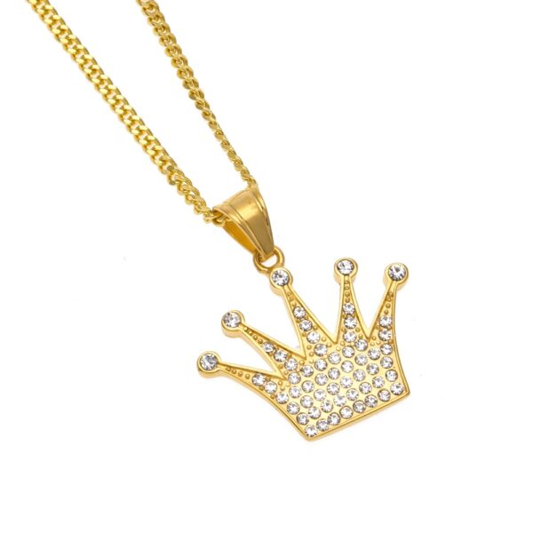 Hip Hop Crown Pendant Necklace - Image 4