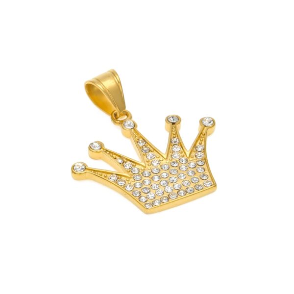 Hip Hop Crown Pendant Necklace - Image 3