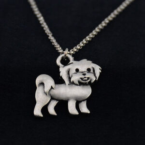 Stainless Steel Maltese Dog Pendant Necklace