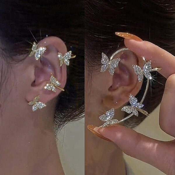 Shiny Crystal Butterfly Ear Cuff