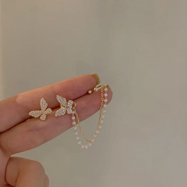 Women's Crystal Butterfly Stud Earrings