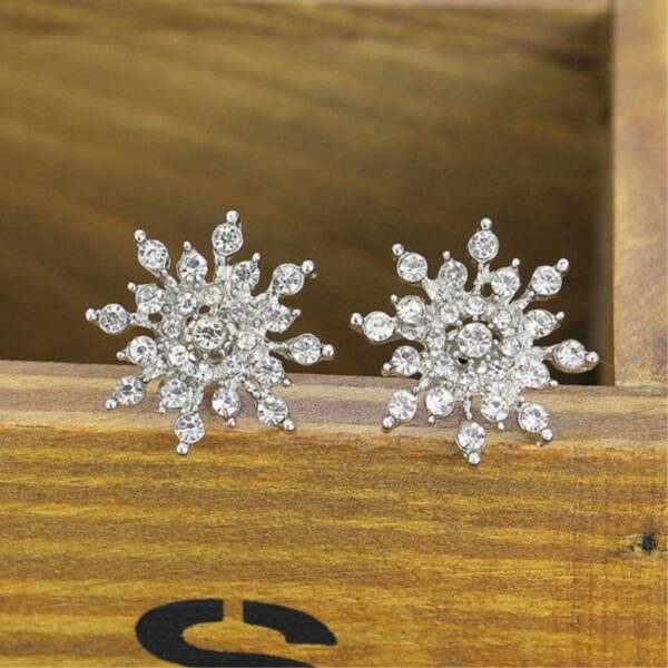 Women's Crystal Snowflake Shaped Earrings - Image 5