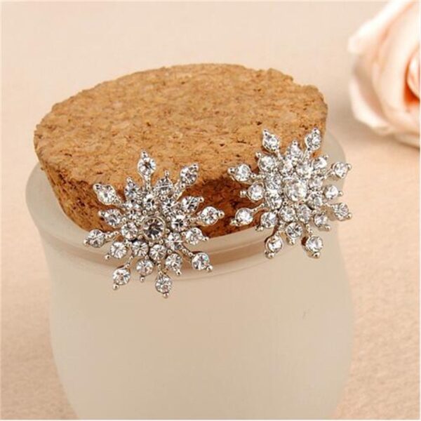 Women's Crystal Snowflake Shaped Earrings - Image 4