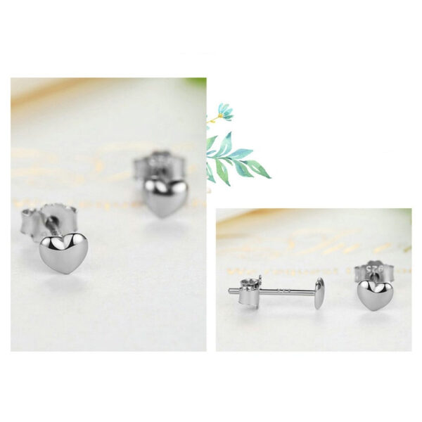 Cute Silver Mini Heart Women's Stud Earrings - Image 4