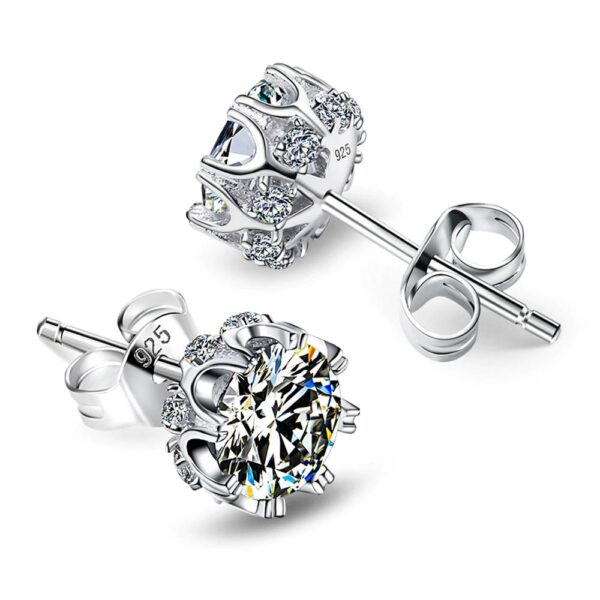 Women's Silver Earrings with Zircon Stone