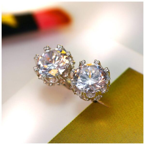 Women's Silver Earrings with Zircon Stone - Image 3