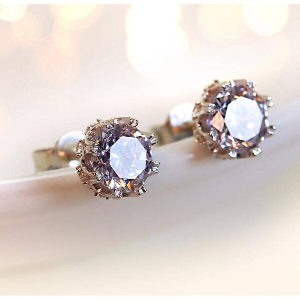 Women's Silver Earrings with Zircon Stone - Image 5