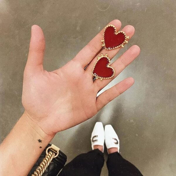 Women's Red Heart Shaped Earrings - Image 3