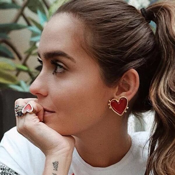 Women's Red Heart Shaped Earrings