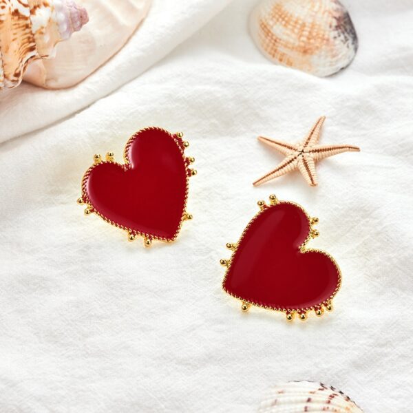 Women's Red Heart Shaped Earrings - Image 7
