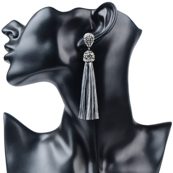 Long Crystal Tassel Earrings - Image 4