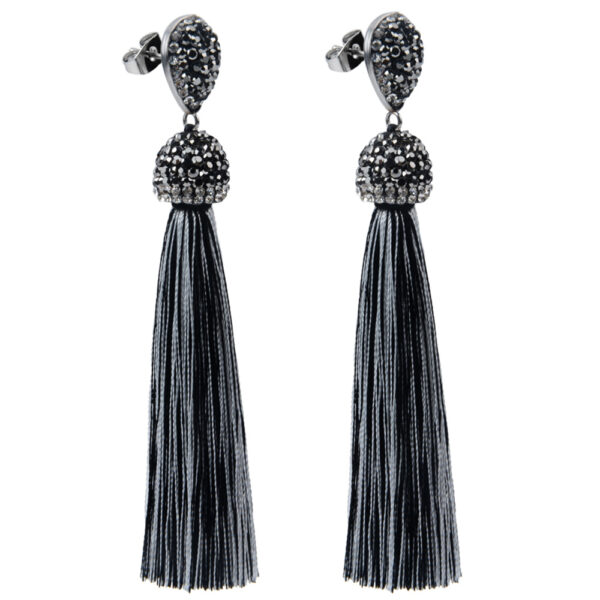 Long Crystal Tassel Earrings - Image 5